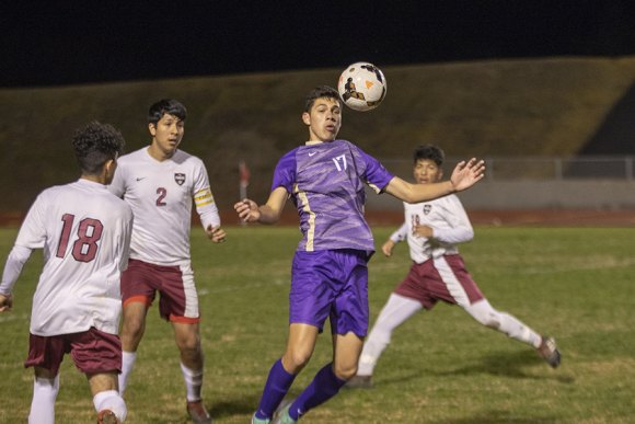 Lemoore's Diego Nunez during Tuesday's home match against Mt. Whitney. The Tigers beat the Pioneers in overtime 2-1.